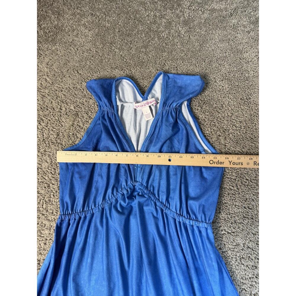 Leoma Lovegrove Dress Womens M Blue Maxi Sundress Tank VNeck Ruched Animal Print - Picture 10 of 13